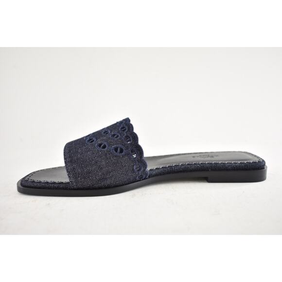 Hermes Sandales Gaelle Blue Denim Jeans Oran Slide Sandal Flat Flip Flop 39.5 - Picture 14 of 16